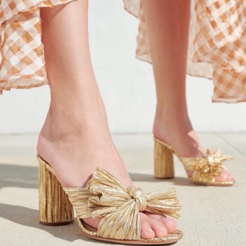 NWOB Loeffler Randall Penny Pleated Heels slides 7.5